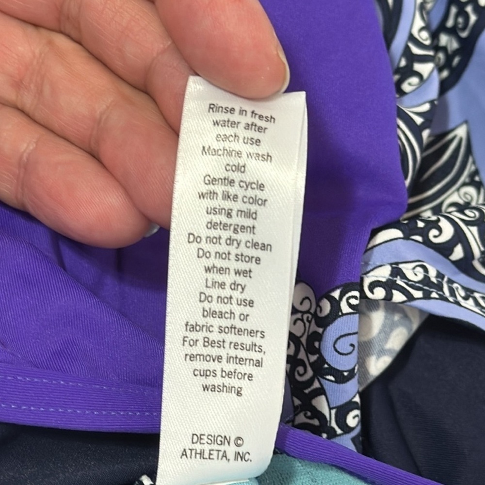 Athleta Tankini Swim Top Women's M Purple Blue Padded Bra - Picture 6 of 6